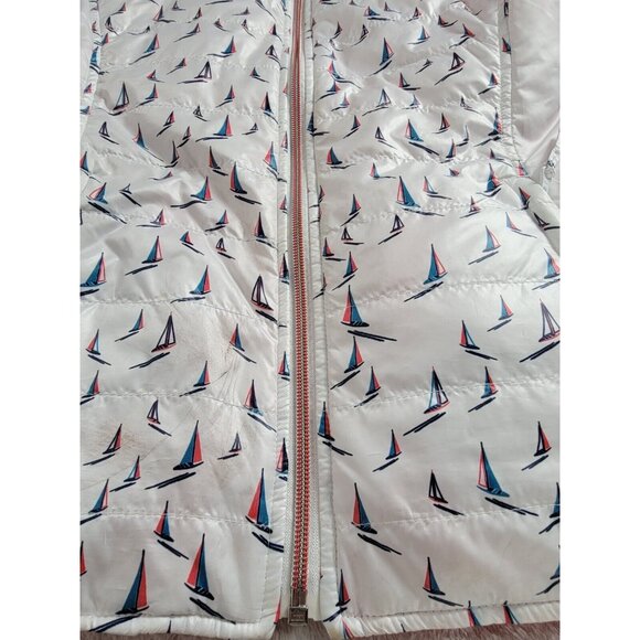 Saint James Women Full Zip Lightweight Reversible Vest Size 6 Red White Sailboat - Picture 8 of 8